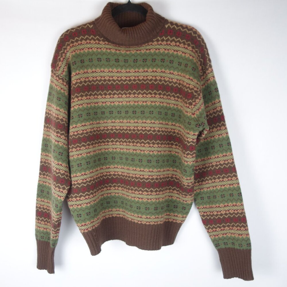 Vintage Polo Ralph Lauren Fair Isle Lambswool Turtleneck Sweater, Sz Extra-Large